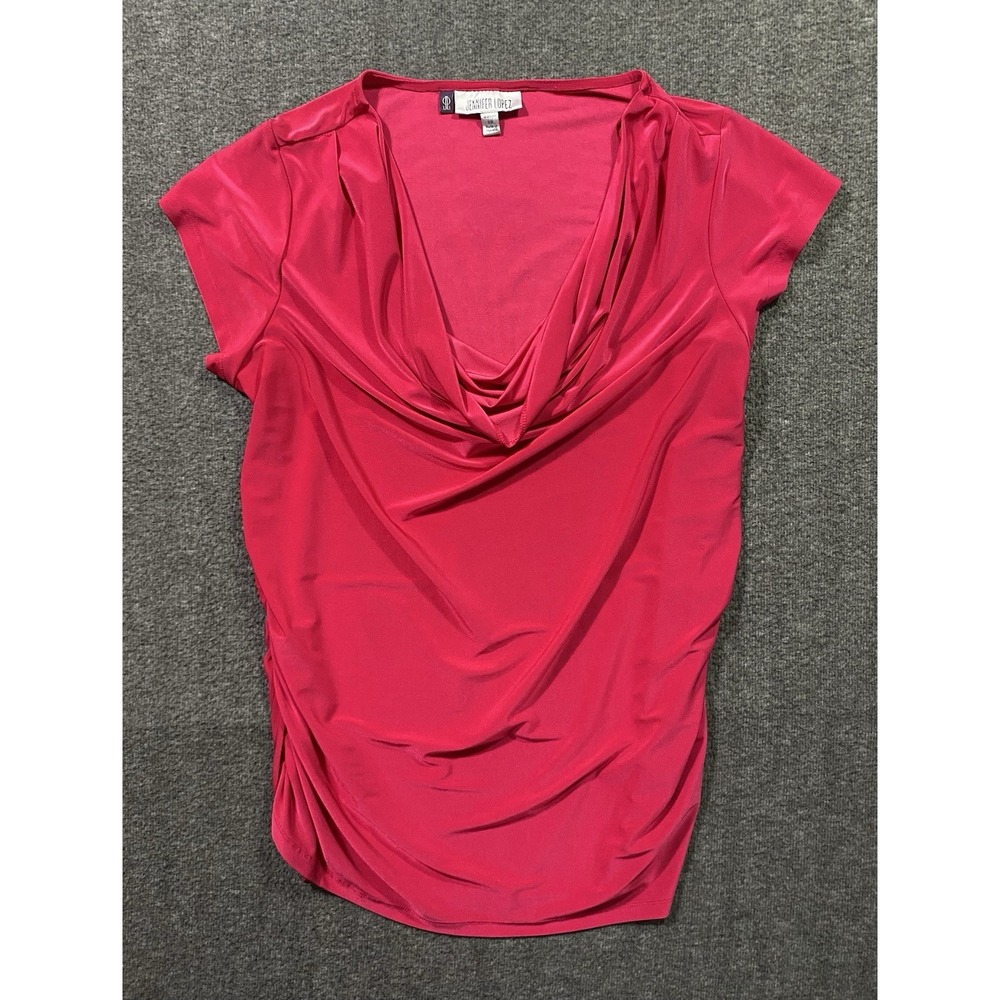 Jennifer Lopez Pink Cowl Neck Cap Sleeve Ruched Top Plus Size 0X
